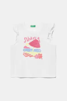 United Colors of Benetton tricou de bumbac pentru copii culoarea alb, 3I1XG10JK imagine