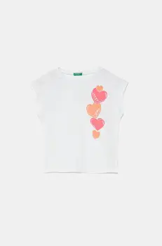 United Colors of Benetton tricou de bumbac pentru copii culoarea alb, 3JERC10PB imagine