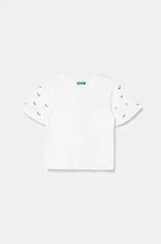 United Colors of Benetton tricou de bumbac pentru copii culoarea alb, 3MI5C10O1 imagine