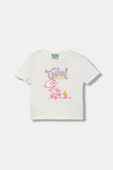 United Colors of Benetton tricou de bumbac pentru copii culoarea alb, 3X1SG10JV imagine