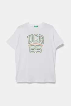 United Colors of Benetton tricou de bumbac pentru copii culoarea alb, cu imprimeu, 3I1XC10OO imagine
