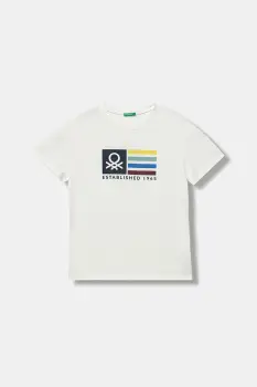 United Colors of Benetton tricou de bumbac pentru copii culoarea alb, cu imprimeu, 3I1XC10Q4 imagine