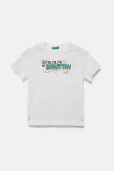 United Colors of Benetton tricou de bumbac pentru copii culoarea alb, cu imprimeu, 3I1XG10JO imagine