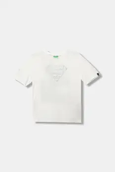 United Colors of Benetton tricou de bumbac pentru copii culoarea alb, cu imprimeu, 3JERC10PO imagine