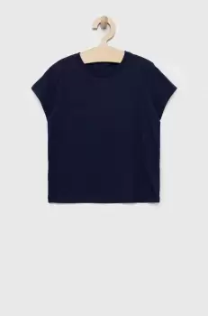 United Colors of Benetton tricou de bumbac pentru copii culoarea albastru marin, neted imagine