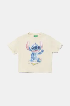 United Colors of Benetton tricou de bumbac pentru copii culoarea bej, 35RYC10MV imagine