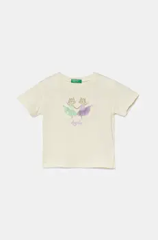United Colors of Benetton tricou de bumbac pentru copii culoarea bej, 3I1XG10I4 imagine