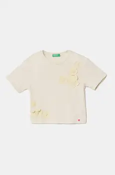 United Colors of Benetton tricou de bumbac pentru copii culoarea bej, 3I1XG10IK imagine