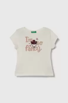 United Colors of Benetton tricou de bumbac pentru copii culoarea bej imagine