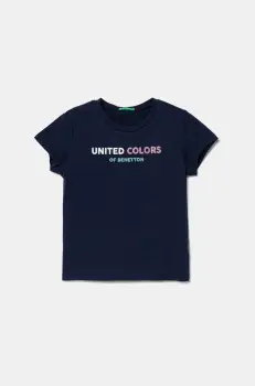 United Colors of Benetton tricou de bumbac pentru copii culoarea bleumarin, 3I1XC10MZ imagine