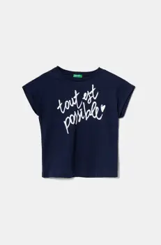 United Colors of Benetton tricou de bumbac pentru copii culoarea bleumarin, 3I1XC10NZ imagine