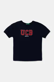 United Colors of Benetton tricou de bumbac pentru copii culoarea bleumarin, cu imprimeu, 3I1XG10HT imagine