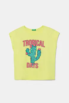 United Colors of Benetton tricou de bumbac pentru copii culoarea galben, 3I1XC10P0 imagine