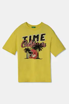 United Colors of Benetton tricou de bumbac pentru copii culoarea galben, cu imprimeu, 3I1XC10O4 imagine