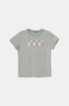 United Colors of Benetton tricou de bumbac pentru copii culoarea gri, 3I1XC10MZ imagine