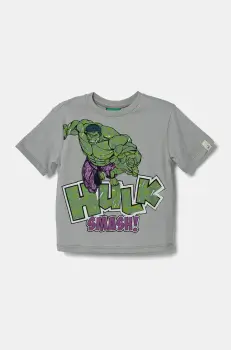 United Colors of Benetton tricou de bumbac pentru copii culoarea gri, cu imprimeu, 35RYG10I1 imagine