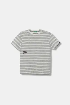 United Colors of Benetton tricou de bumbac pentru copii culoarea gri, cu imprimeu, 38F1C10PU imagine