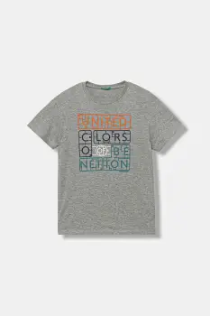 United Colors of Benetton tricou de bumbac pentru copii culoarea gri, cu imprimeu, 3I1XC10Q4 imagine