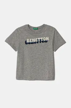 United Colors of Benetton tricou de bumbac pentru copii culoarea gri, cu imprimeu, 3I1XG10HT imagine