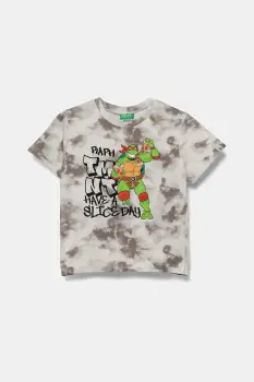 United Colors of Benetton tricou de bumbac pentru copii culoarea gri, cu imprimeu, 3ORKG10JD imagine