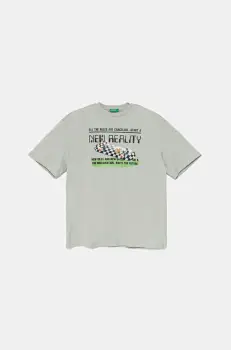 United Colors of Benetton tricou de bumbac pentru copii culoarea gri, neted, 35RYC10NC imagine