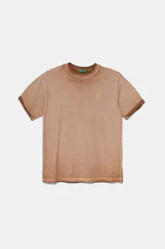 United Colors of Benetton tricou de bumbac pentru copii culoarea maro, melanj, 3085C10P9 imagine