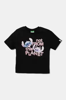 United Colors of Benetton tricou de bumbac pentru copii culoarea negru, 35RYC10MV imagine