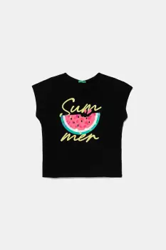 United Colors of Benetton tricou de bumbac pentru copii culoarea negru, 3I1XC10P0 imagine