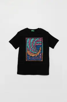 United Colors of Benetton tricou de bumbac pentru copii culoarea negru, cu imprimeu, 3I1XC10P7 imagine