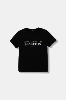 United Colors of Benetton tricou de bumbac pentru copii culoarea negru, cu imprimeu, 3I1XC10Q4 imagine