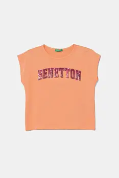 United Colors of Benetton tricou de bumbac pentru copii culoarea portocaliu, 3I1XC10P1 imagine