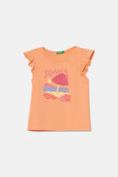 United Colors of Benetton tricou de bumbac pentru copii culoarea portocaliu, 3I1XG10JK imagine