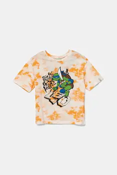 United Colors of Benetton tricou de bumbac pentru copii culoarea portocaliu, cu imprimeu, 3ORKC10P3 imagine