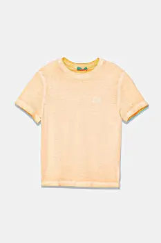 United Colors of Benetton tricou de bumbac pentru copii culoarea portocaliu, uni, 3085G10JP imagine