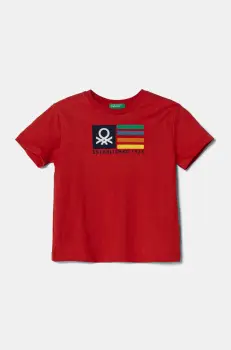United Colors of Benetton tricou de bumbac pentru copii culoarea rosu, cu imprimeu, 3I1XG10HT imagine