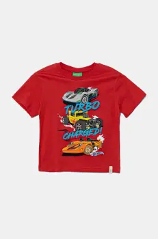 United Colors of Benetton tricou de bumbac pentru copii culoarea rosu, cu imprimeu, 3I1XG10I3 imagine
