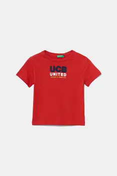 United Colors of Benetton tricou de bumbac pentru copii culoarea rosu, cu imprimeu, 3I1XG10JO imagine