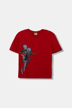 United Colors of Benetton tricou de bumbac pentru copii culoarea rosu, cu imprimeu, 3JERC10PO imagine