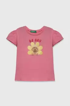 United Colors of Benetton tricou de bumbac pentru copii culoarea roz imagine