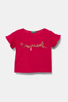 United Colors of Benetton tricou de bumbac pentru copii culoarea roz, 38V4G10JI imagine