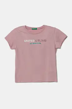 United Colors of Benetton tricou de bumbac pentru copii culoarea roz, 3I1XC10MZ imagine