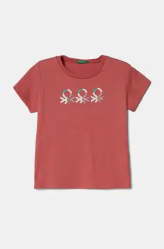 United Colors of Benetton tricou de bumbac pentru copii culoarea roz, 3I1XC10MZ imagine