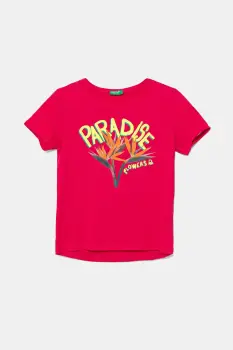 United Colors of Benetton tricou de bumbac pentru copii culoarea roz, 3I1XC10OY imagine