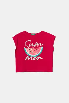 United Colors of Benetton tricou de bumbac pentru copii culoarea roz, 3I1XC10P0 imagine