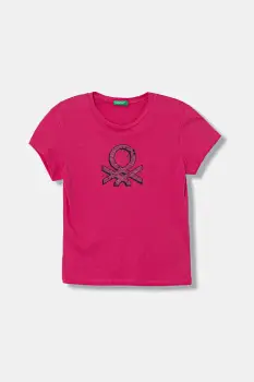 United Colors of Benetton tricou de bumbac pentru copii culoarea roz, 3I1XC10Q1 imagine
