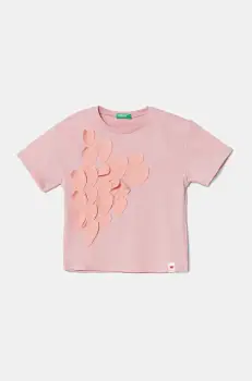 United Colors of Benetton tricou de bumbac pentru copii culoarea roz, 3I1XG10IK imagine