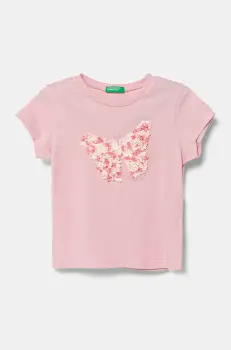 United Colors of Benetton tricou de bumbac pentru copii culoarea roz, 3I1XG10J1 imagine