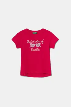 United Colors of Benetton tricou de bumbac pentru copii culoarea roz, 3I1XG10JB imagine
