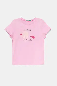 United Colors of Benetton tricou de bumbac pentru copii culoarea roz, 3I1XG10JJ imagine