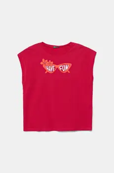 United Colors of Benetton tricou de bumbac pentru copii culoarea roz, 3JERC10PB imagine